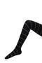 Girl's Black Glitter Striped Shiny Stripe Patterned Knitwear Thick Cotton Pantyhose