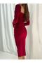 New Season Velvet Fabric Low-cut, Backless Slit Detailed Midi Length Evening Dress 582275 719 - 4