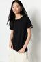 Siyah %100 Pamuk Kontrast Dikiş Detaylı Basic Bisiklet Yaka Örme T-Shirt TWOSS19AD0085 - 3