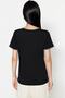 Siyah %100 Pamuk Kontrast Dikiş Detaylı Basic Bisiklet Yaka Örme T-Shirt TWOSS19AD0085 - 5