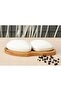 Porcelain Stone Salt and Pepper Shakers with Bamboo Base 16*3,5cm