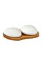 Porcelain Stone Salt and Pepper Shakers with Bamboo Base 16*3,5cm - 2