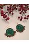 Hand Knitted Glittered Green Earrings Dangle Christmas Earrings Red Green Beaded - 2