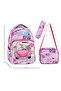 Pink Girl Patterned 3-Piece School Set - Primary School Bag, Lunch Bag and Pen Holder - 2