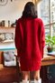Women's Burgundy Turtleneck Soft Textured Knitwear Tunic Dress - 4
