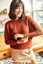 Woman's Oversize Knitwear Sweatshirt with Tile Curved Bat - 5