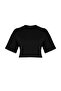 Siyah Relaxed/Rahat Kalıp %100 Kalın Pamuklu Crop Örme T-Shirt TWOSS23TS00038 - 6