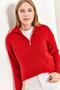 Women's Red Zippered Turtleneck Oversize Knitwear Sweater 20223202 - 2
