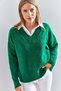 Women's Green V-Neck Knitwear Sweater 20223264 - 8