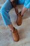 016 Uggcı Mini Beige Suede Ankle Boots with Feather Inside Düztbn - 5