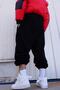 رمادي أسود 3 خيوط حزام مطاط للشتاء بالإضافة إلى حجم Sweatpants كبيرة الحجم - 5