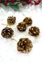 Gold 6-Piece 4 cm Real Pine Cone Christmas New Year Pine Tree Ornament Hangable Tree Ornament Gold Yellow - 5