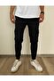 Nasa Printed Black Sweatpants with Elastic Waistband Cargo Pocket - 2