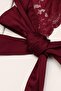 Women's Burgundy Ribbon Lace Bra Set - 3