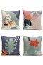 Set of 4 Bohemian Designed Digital Printed Decorative Pillow and Cushion Covers