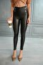 Thermal Push Up Women's Leather Leggings with Waist Detail and Thick Fur Inside - 2