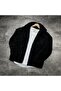 Men's Black Button Detailed Pocket Plush Jacket Small - 2