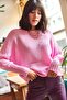 Women's Candy Pink Sleeve Detailed Honeycomb Knit Sweater - 4