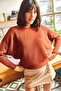 Woman's Oversize Knitwear Sweatshirt with Tile Curved Bat - 3