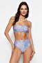 Leopar Desenli Straplez Kaplı Hipster Yüksek Bel Bikini Takımı TBESS22BT0018 - 2