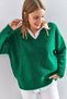 Women's Green V-Neck Knitwear Sweater 20223264 - 2
