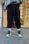 رمادي أسود 3 خيوط حزام مطاط للشتاء بالإضافة إلى حجم Sweatpants كبيرة الحجم