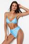 Blue Triangle High Waist High Leg Hipster Bikini Set TBESS22BT0016