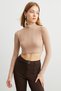 Women's Mink Turtleneck Crop Body - 2
