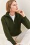 Women's Khaki Zippered Turtleneck Oversize Knitwear Sweater 20223202 - 2