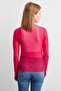 Women's Fuchsia Tulle Transparent Blouse - 5