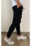 Nasa Printed Black Sweatpants with Elastic Waistband Cargo Pocket - 3