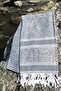 Navy Blue Linen Peshtemal - Striped 100% Cotton Peshtemal - 95 × 180 cm