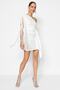 Bridal Ecru Lined Tassel Window/Cut Out Detailed Knitted Short Evening Dress Tprss23El00181 - 3