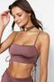 Kahverengi Tünelli Bralette Kaplı Bikini Üstü TBESS22BU0046
