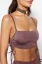 Kahverengi Tünelli Bralette Kaplı Bikini Üstü TBESS22BU0046 - 4