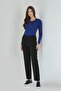 30082 Black Hidden Rubber Pipe Leg Gabardine Trousers - 5