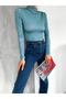 High Collar Long Sleeve Patterned Crop Blouse - 2