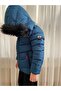 Boy's Waterproof Fur Lined Hooded Puffer Coat with Zipper Pockets - 2