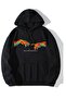Black Oversize Hooded Sweatshirt - Hand Printed - 2