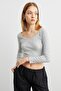 Women's Gray Pool Collar Camisole Crop Body - 2