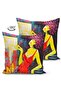 Double Sided Water Paint Red Dressed Motif Special Design Raschel Knitted Throw Pillow Cover - 7