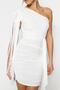 Bridal Ecru Lined Tassel Window/Cut Out Detailed Knitted Short Evening Dress Tprss23El00181 - 4