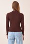 Women's Dark Brown White 2 Pack Corded Turtleneck Knitted Blouse GT00053 - 7