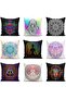 Reversible Black Background Rainbow Motif Far Eastern Yoga Patterned Raschel Knit Cushion Cover