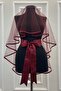 Burgundy Ribbed Bridal Veil Sash Gloves Full Set Henna Night Wedding Wedding