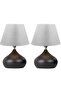 Lapis Set of 2 Gray Hat Table Lamp Single Metal Lampshade