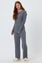 Women's Seasonal Long Sleeve Corduroy Dark Gray Pajama Set - 2