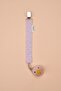 Beige 3-Piece Pacifier Set with 100% Cotton Fabric and Lilac Flowers - 2