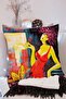 Double Sided Water Paint Red Dressed Motif Special Design Raschel Knitted Throw Pillow Cover - 4