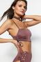 Kahverengi Tünelli Bralette Kaplı Bikini Üstü TBESS22BU0046 - 3